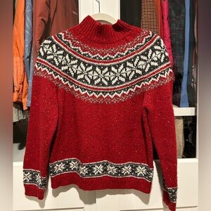 Croft & Barrow Red Nordic Cowl Sweater